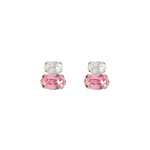 Gemma gold-plated stud earrings with pink in you&me shape