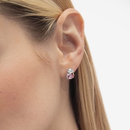 Gemma sterling silver stud earrings with pink in you&me shape