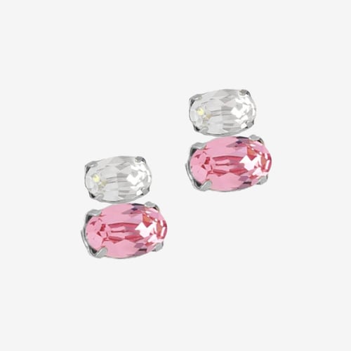 Gemma sterling silver stud earrings with pink in you&me shape