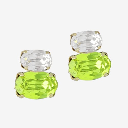 Gemma gold-plated stud earrings with green in you&me shape