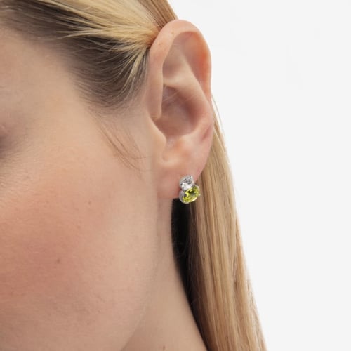 Gemma sterling silver stud earrings with green in you&me shape