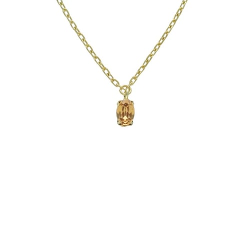 Gemma gold-plated short necklace with champagne in oval shape