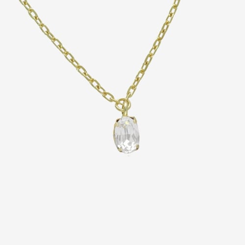 Gemma gold-plated short necklace with white in oval shape