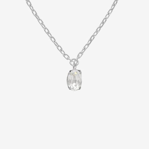 Gemma sterling silver short necklace with white in oval shape