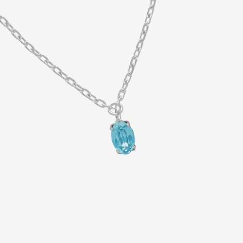 Gemma sterling silver short necklace with blue in oval shape