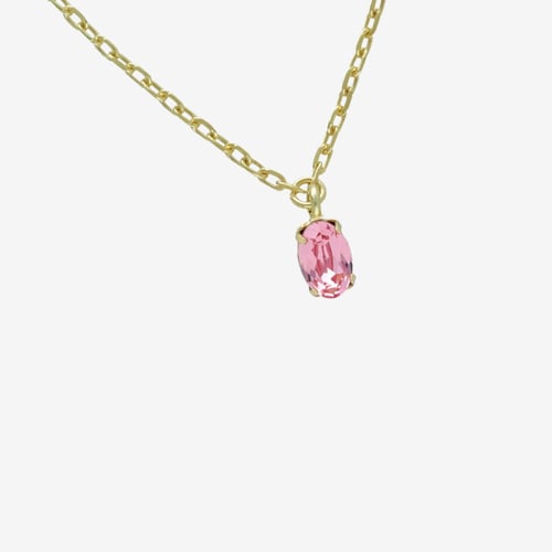 Gemma gold-plated short necklace with pink in oval shape