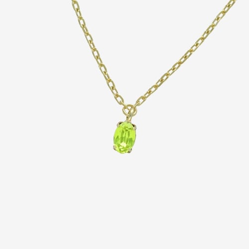 Gemma gold-plated short necklace with green in oval shape