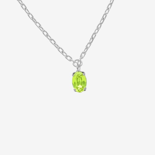 Gemma sterling silver short necklace with green in oval shape