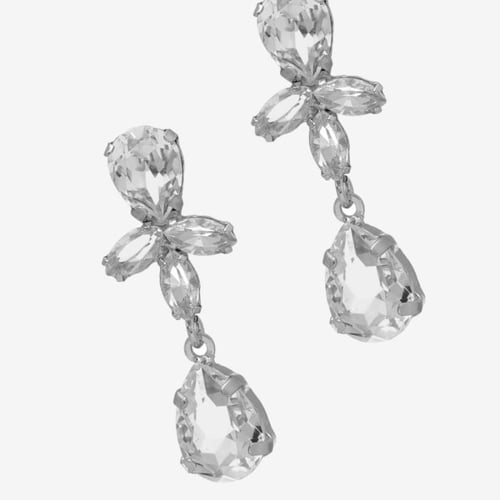 Grace sterling silver long earrings with white in combination shape
