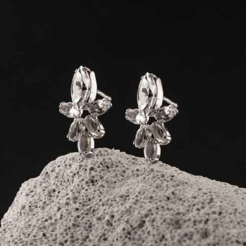 Grace sterling silver short earrings with white in marquise shape