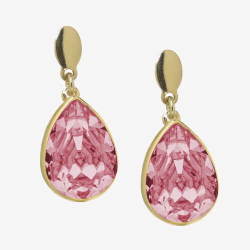 Magnolia gold-plated short earrings with pink in tear shape