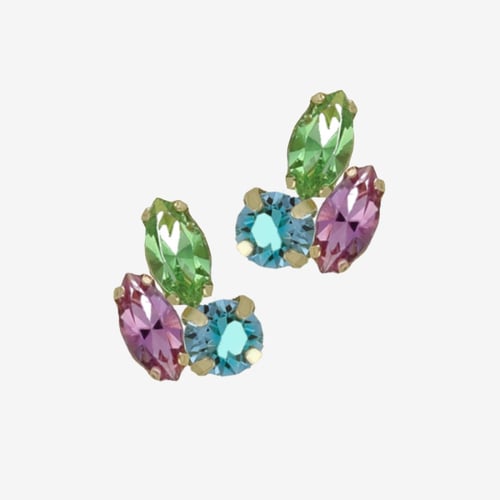 Belle gold-plated stud earrings with multicolour in flower shape