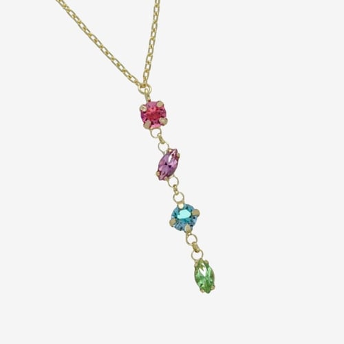 Belle gold-plated short necklace with multicolour in crystals shape