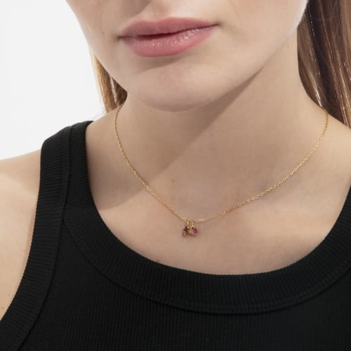 Belle gold-plated short necklace with pink in combination shape shape