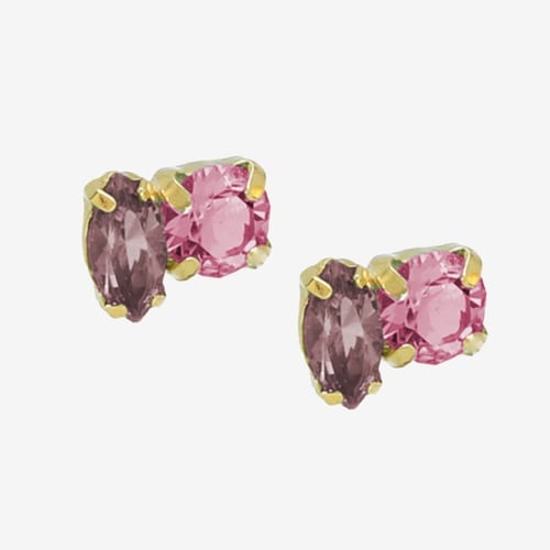 Belle gold-plated stud earrings with pink in combination shape shape