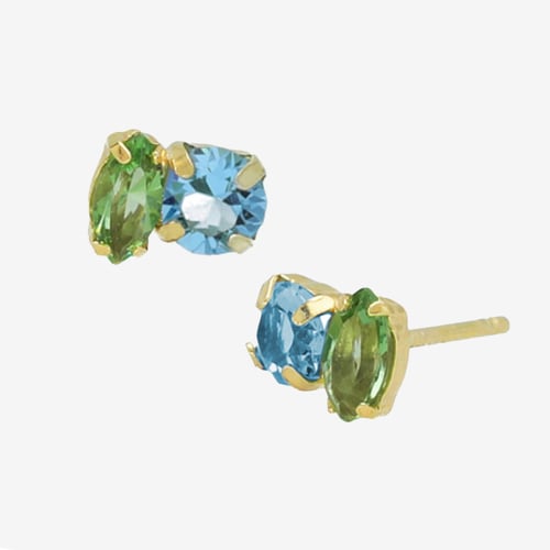 Belle gold-plated stud earrings with blue in combination shape shape
