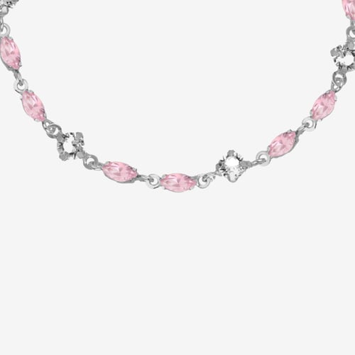 Maisie sterling silver adjustable bracelet with pink in marquise shape