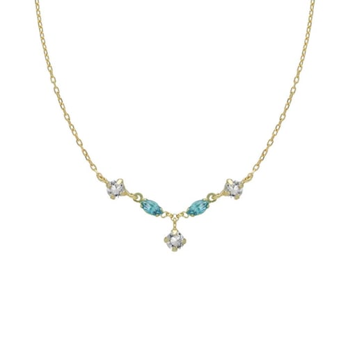 Maisie gold-plated short necklace with blue in marquise shape