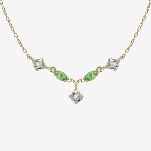 Maisie gold-plated short necklace with green in marquise shape