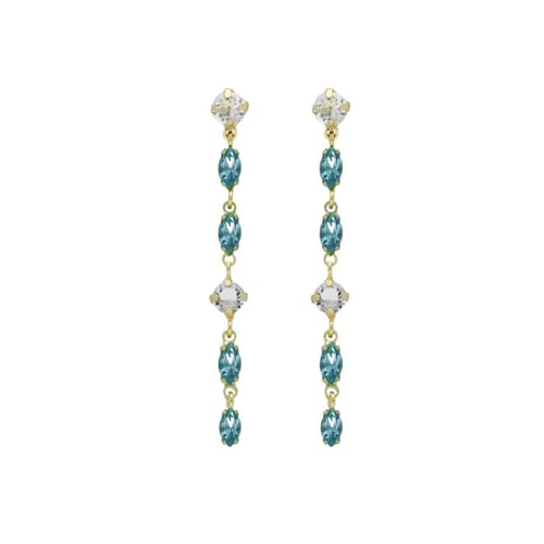 Maisie gold-plated long earrings with blue in marquise shape