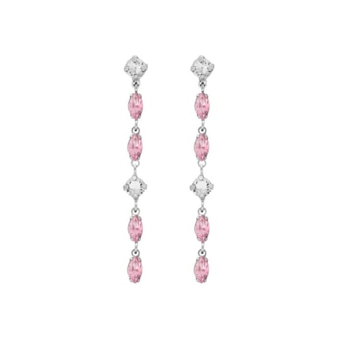 Maisie sterling silver long earrings with pink in marquise shape