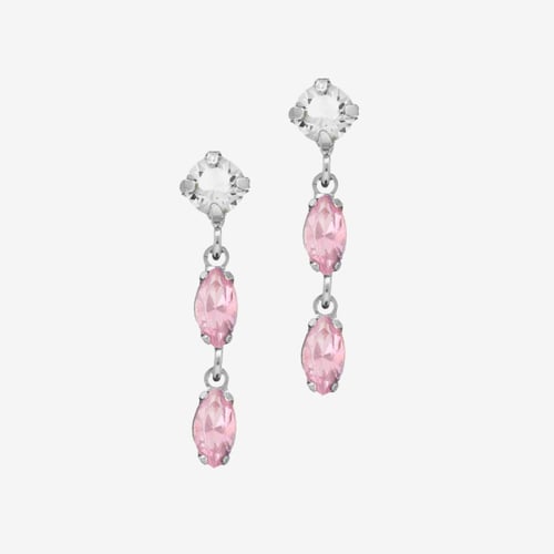 Maisie sterling silver long earrings with pink in marquise shape