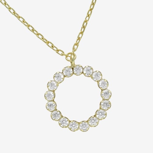 Halo gold-plated short necklace with white in circle shape