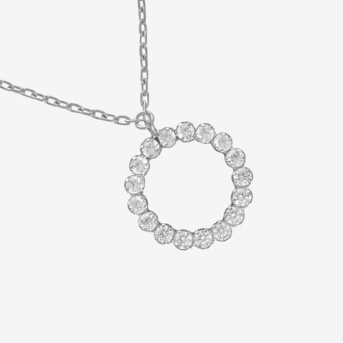 Collar corto círculo color blanco elaborado en plata