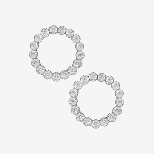Pendientes cortos círculo color blanco elaborados en plata