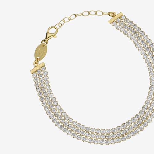 Halo gold-plated adjustable bracelet with white in crystals shape