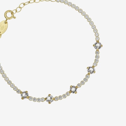 Halo gold-plated adjustable bracelet with white in crystals shape