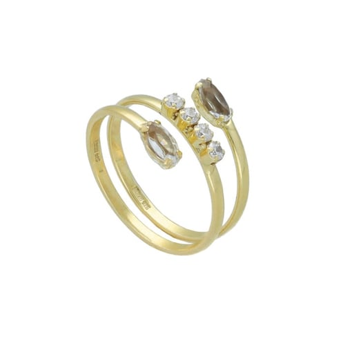 Halo gold-plated ring with white in spiral shape