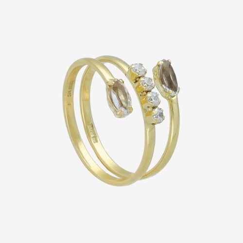 Halo gold-plated ring with white in spiral shape