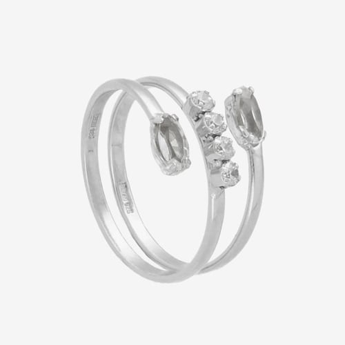 Halo sterling silver ring with white in spiral shape