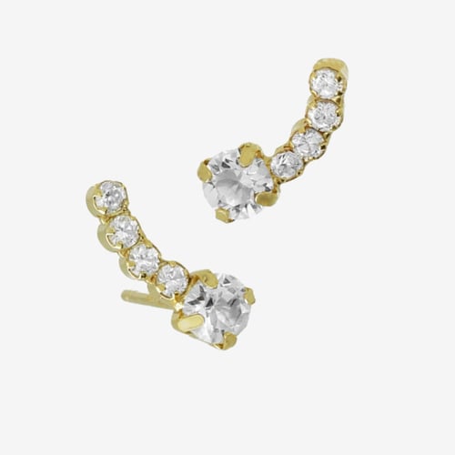 Halo gold-plated stud earrings with white in crystals shape