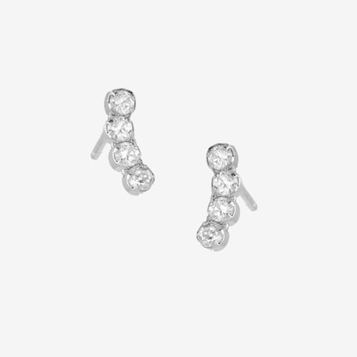Halo sterling silver stud earrings with white in crystals shape