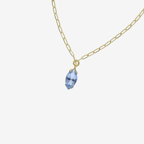 Azalea gold-plated short necklace with blue in marquise shape