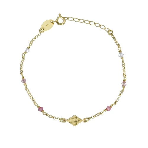 Anya gold-plated adjustable bracelet with pink in diamond shape