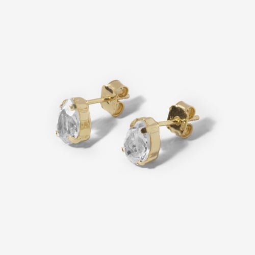 Eunoia gold-plated stud earrings with crystal in tears shape