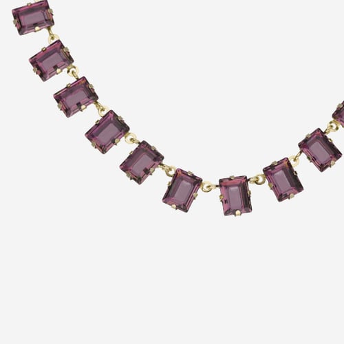Chiara gold-plated short necklace with pink in rectangle shape