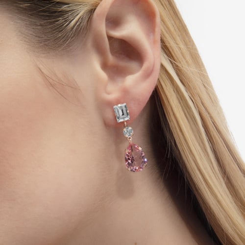 Diana rose gold-plated long earrings with pink in tear shape