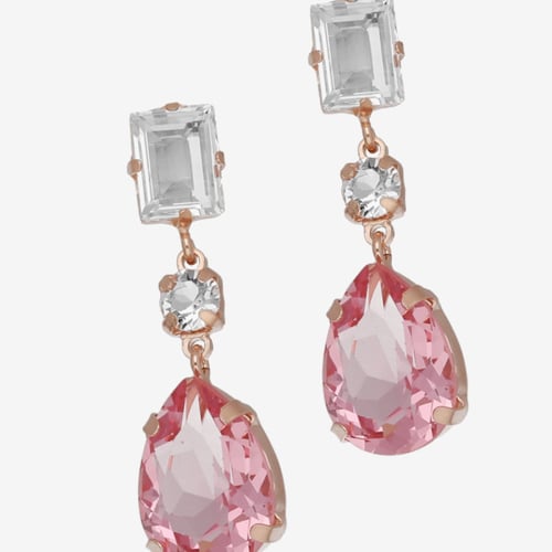 Diana rose gold-plated long earrings with pink in tear shape