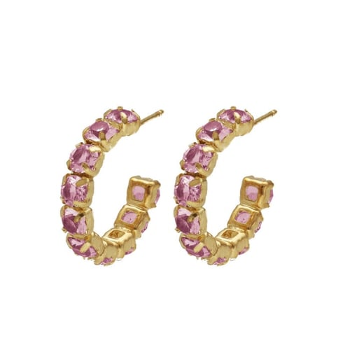 Jade crystals rose earrings in gold plating