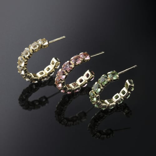 Jade crystals rose earrings in gold plating