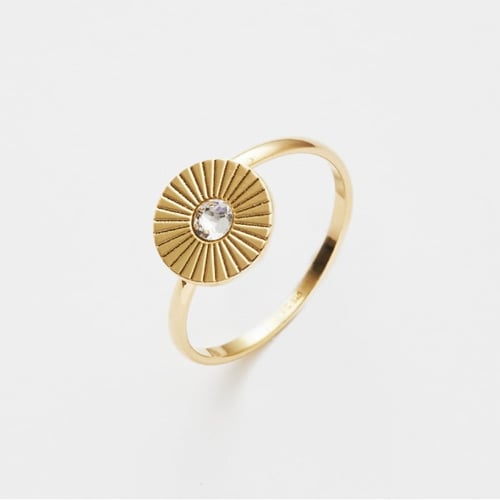Gypsy sun crystal ring in gold plating