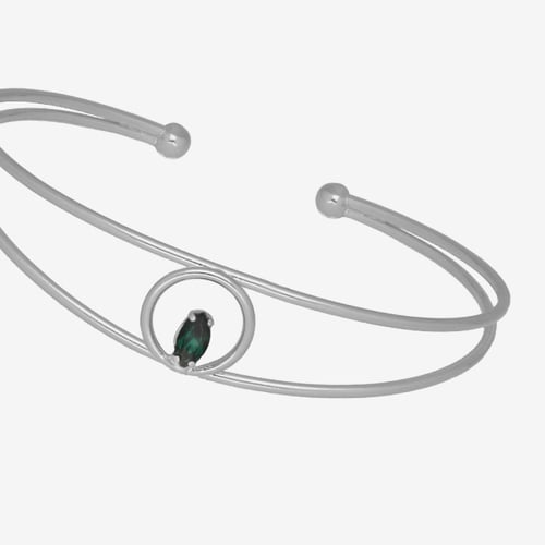 Etnia circle emerald bracelet in silver