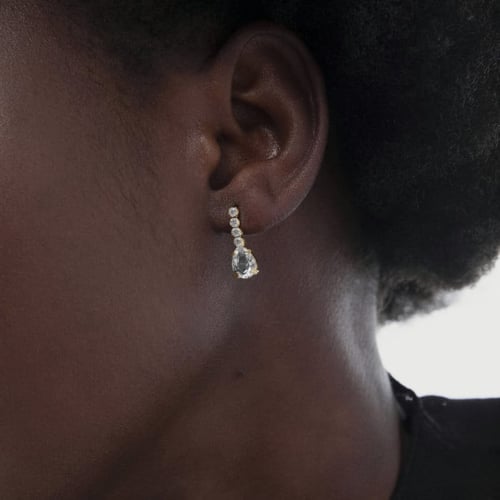 Eunoia gold-plated short earrings with crystal in mini zircons and teardrop shape