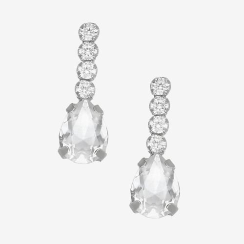 Eunoia sterling silver short earrings with crystal in mini zircons and teardrop shape