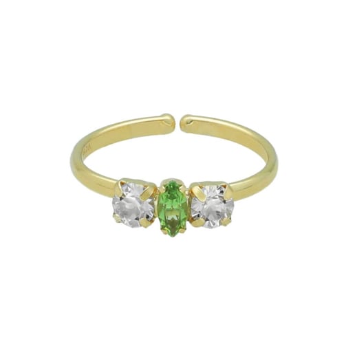 Maisie gold-plated adjustable ring with green in marquise shape