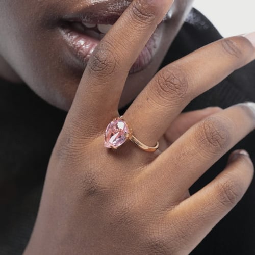 Diana rose gold-plated adjustable ring with pink in tear shape